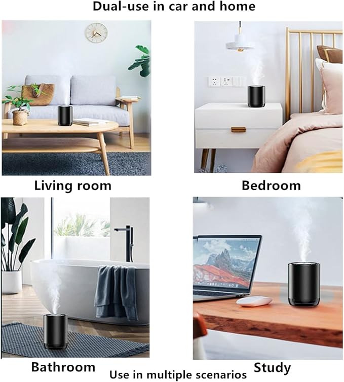 Smart Car Air Freshener 50ML Perfume Ultrasonic Mist Aromatherapy Diffuser Portable Humidifier for Car and Home Use Automatic Start and Stop 3 Modes 4 Freshness Principles(Lavender)