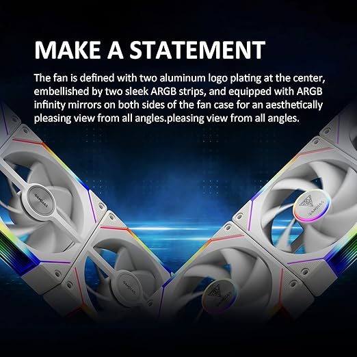 GAMDIAS AEOLUS P2-1203 120mm ARGB PWM Fan (3 Pack, no Hub), Include Reverse Fan Blade x3 & Controller, ARGB Sync, Easy Installation & Cabless Daisy-Chain Design, Silent Operation, Up to 2400RPM, White