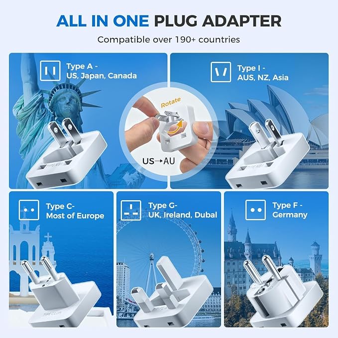 DOACE 2000W 220V to 110V Converter for European Travel for Hair Dryers, Voltage Converter US to Europe with Fast Charging Power Converter Adapter Combo with 4 USB Ports Step Down Transformer