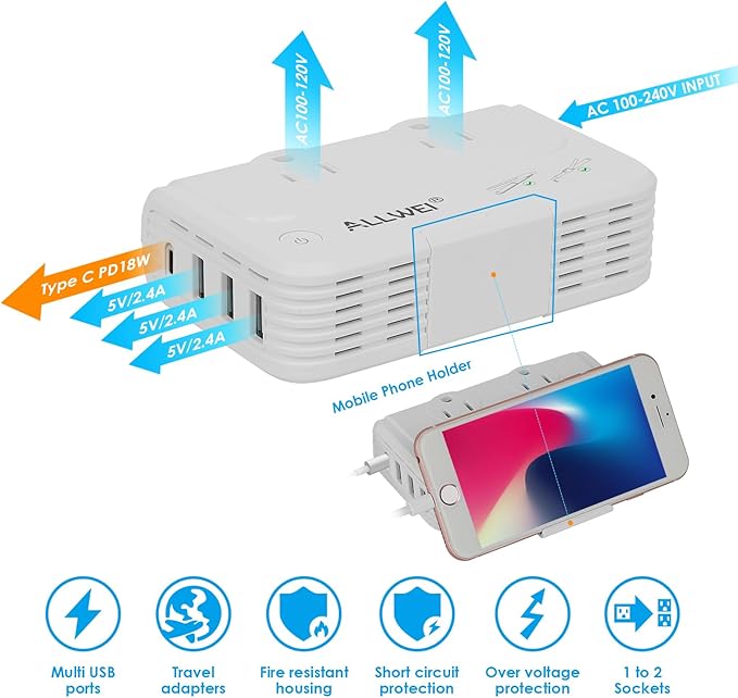 ALLWEI 230W Power Voltage Converter 220V to 110V and 2000W Voltage Converter US to Europe