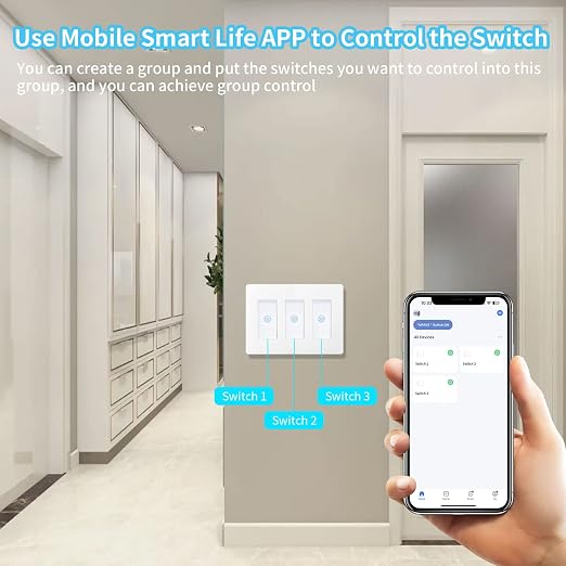 Milfra Touch Smart Switch - 3 Gang, WiFi Light Switches, Alexa Compatible, Neutral Wire Needed, No Hub Required