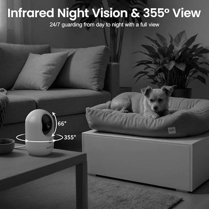 INFIYA 2K Indoor Camera-360° Pan/Tilt Baby/Elderly/Pet Camera with One-Tap Call & 24/7 Local Storage, Cameras for Home Security Compatible with Alexa/Google Home, K7-4 Pack (2.4GHz Wi-Fi Only)