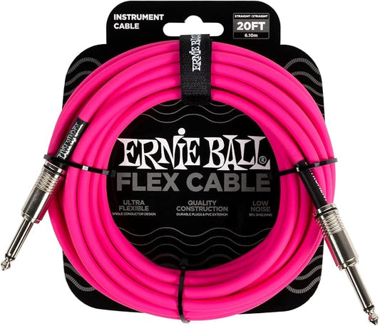 Ernie Ball Flex Instrument Cable Straight/Straight 20ft - Pink