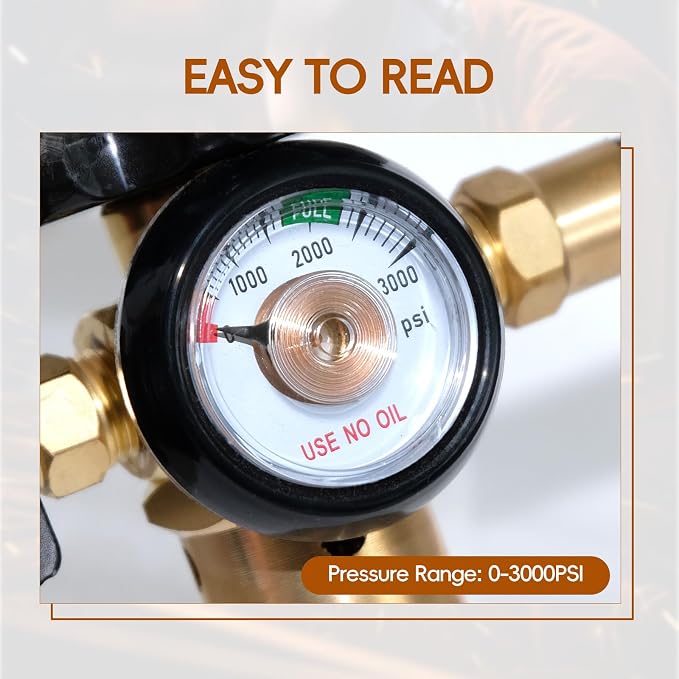 High Flow Foil and Latex Helium Balloon Inflator Regulator, 0-3000PSI with Pressure Gauge for CGA580 Tank Valve, Auto Foil Balloon Shut Off Valve