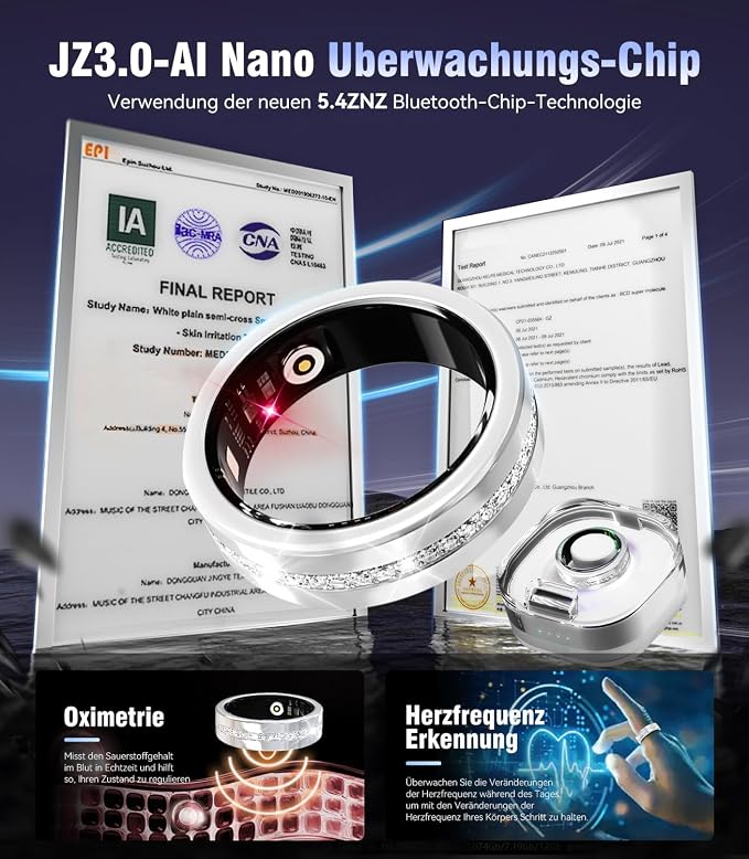 10 Gen Diamond Smart Ring and Wireless Charging Case【Industry Ranking No.1 – 0 Measurement Error】 2026 Smart Ring for Women & Men for Sleep Tracking Wearable Device,Fitness Ring【Slive 9#】