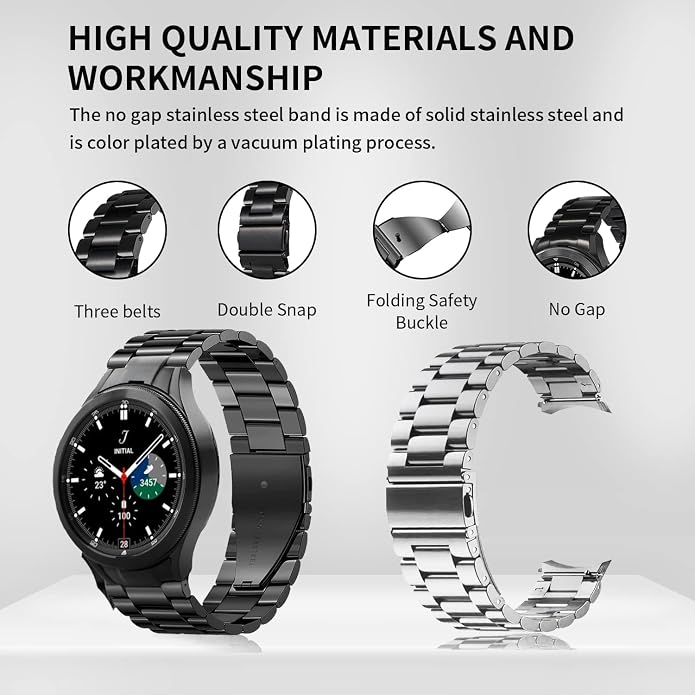 GOLDTOLUCK No Gap Stainless Steel Band Compatible with Samsung Galaxy Watch 8 7 6 5 4 Classic FE Pro Ultra 40mm 44mm 46mm 43mm 47mm 45mm 42mm Replacement Men Women Milanese Metal Elegant Casual