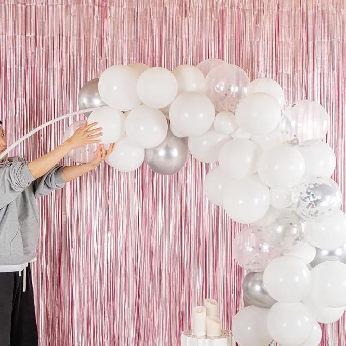 Restaurantware-Balloonify Balloon Garland Set, 1 Party Decoration Kit - 70 Balloons, With Chain, White & Silver Latex Balloon Arch Kit, Includes Glue Dots