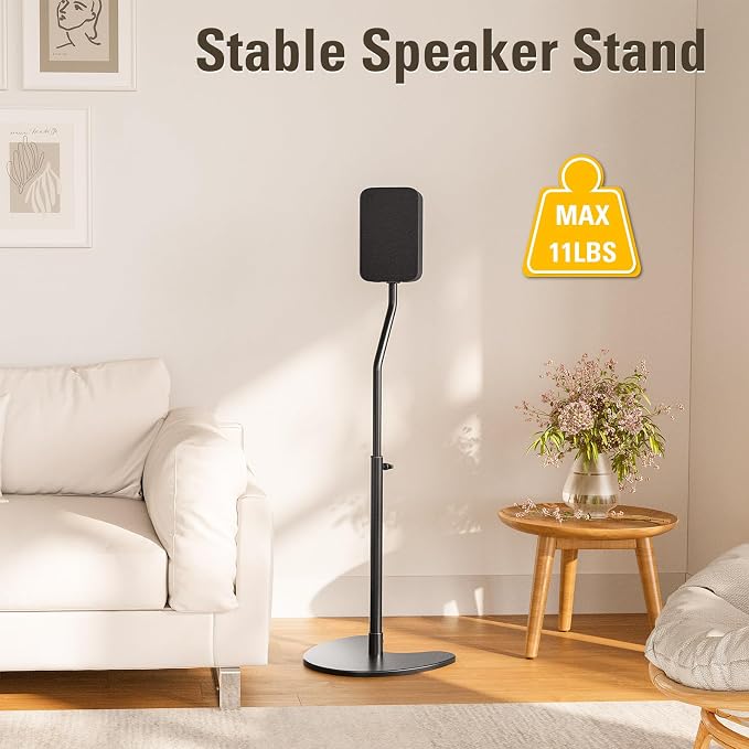Mounting Dream Height Adjustable Speaker Stands Mounts, One Pair Floor Stands, Heavy Duty Base Extendable Tube, 11 LBS Capacity Per Stand, MAX 39" Height Adjustment MD5401 (Speakers Not Included)