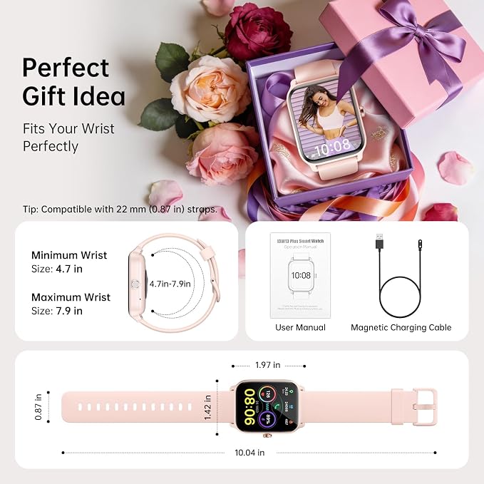 Tensky Smart Watch for Women/Men, 1.85'' HD Activity Smartwatch for iPhone/Android, 100+ Sport Modes Fitness Tracker (Answer/Make Call), Alexa Built-in, Sleep/Heart Rate/SpO2 Monitor/2ATM Waterproof