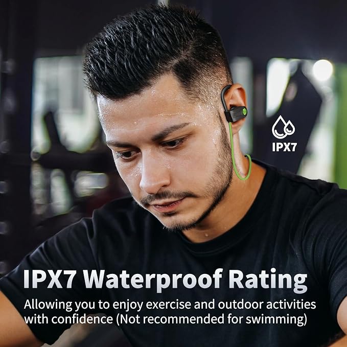 JOYWISE Bluetooth Headphones, Wireless Earbuds IPX7 Waterproof Bluetooth 5.3 Headphones with 16Hrs Playtime Stereo Bass Headsets with Mic Running Headsets with Earhooks for Sports Running Workout