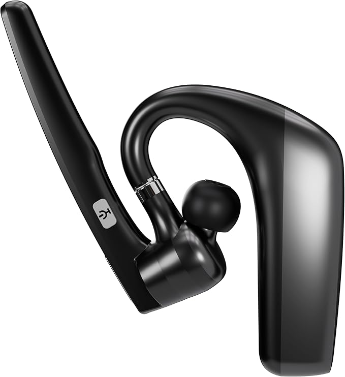 Ultralight Bluetooth Headset with Noise Cancelling Microphone, Bluetooth Earpiece with Carrying Case, Wireless Headset for PC/Laptop, Compatible with MS Teams, Zoom, Google Meet, and More - Black