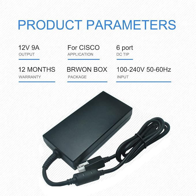 108W 12V 9A AC Power Supply Adapter for Cisco ISR4321/K9 Router | PWR-4320-AC, FA110LS1-00, 341-0701-03, Includes Power Cord
