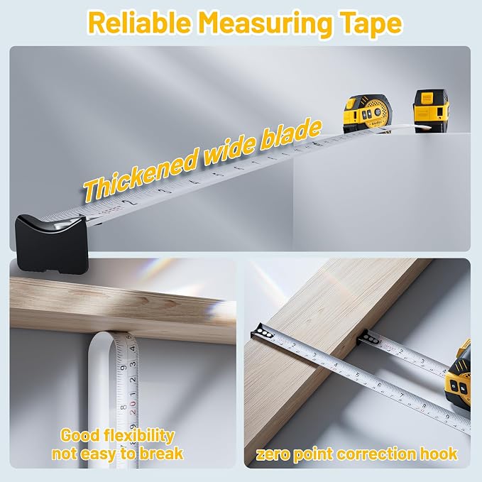 2 in 1 Laser Tape Measure, Rechargeable Laser Measure & 16ft Self-Locking Measuring Tape, Digital Laser Distance Meter with Pythagorean, Area, Volume Measuring, Unit Switchable