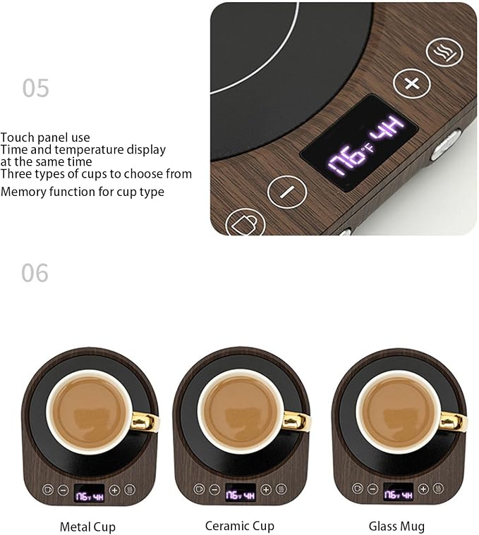 , 36W for Desk with 3 Temperature Settings, 1-9 Hrs Timer, Auto Shutoff Electric Cup Warmer for Tea Milk, Candle Warmer Plate for Home & Office (US Plug)