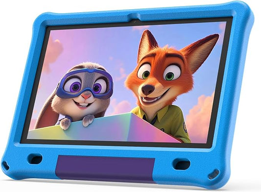 10 Inch Kids Tablet with Case, 10'' Android 15 Tablet for Age 3-12, 6GB RAM 64GB ROM, Parental Control, Educational Games Pre-Installed, Dual Camera, 6000mAh, Bluetooth (Blue)