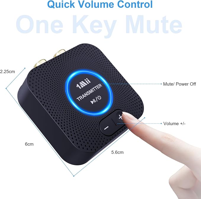 1Mii 2.4GHz Wireless Audio Transmitter Receiver Set (1 TX+1 RX) for TV, 262Ft/80M Long Range 25ms Low Latency with AUX RCA in/Out, Wireless Audio Adapter for TV PC Powered Speaker Amplifier Soundbar