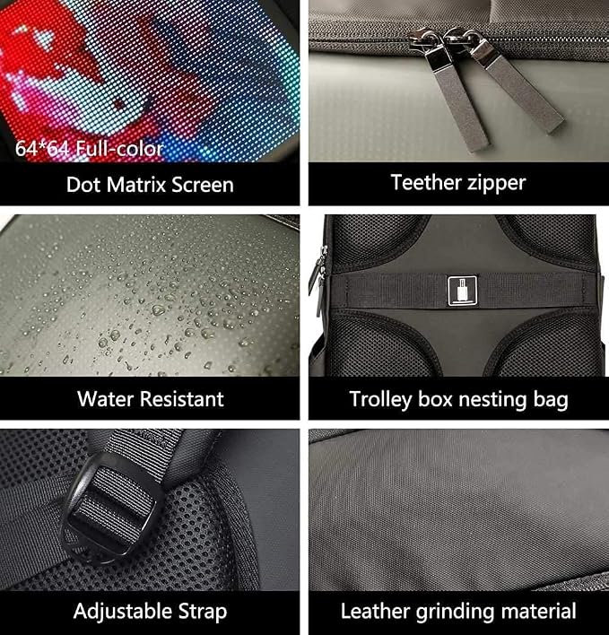Welaso Smart Bluetooth LED Backpack with Colorful LED Sign Panel and Programmable, DIY Laptop Daypack Bag,Black (Large 25L,without Rain Cover)
