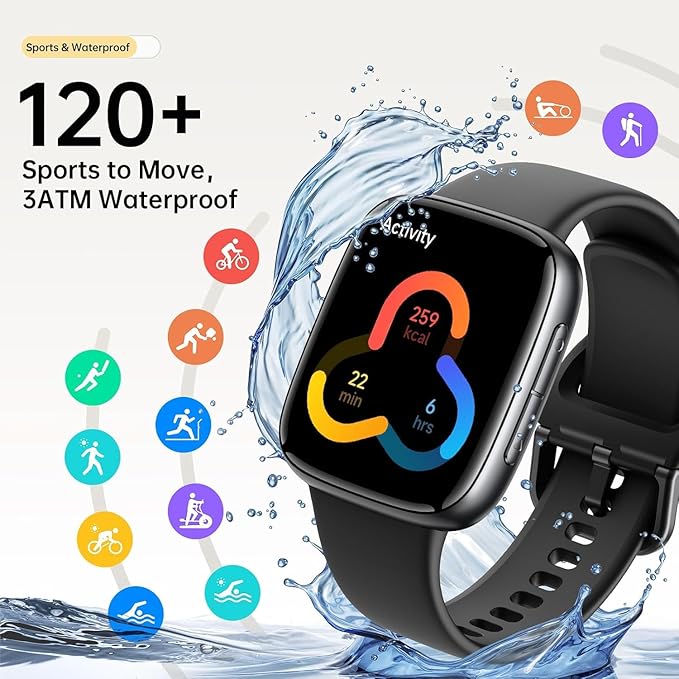 Quican Smart Watch for Women Men (2 Bands), 1.85" AMOLED Smartwatch for iPhone & Android Phones, Heart Rate/ SpO2/ Sleep Monitor, 3ATM Waterproof, Calls & Messages, 120+ Sports Modes Fitness Tracker