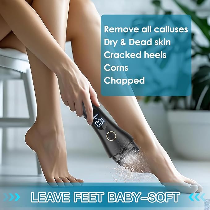 Callus Remover for Feet - with Storage Cases&Larger Grinding Head&3Speed, Electric Foot File Pedicure Kit Foot Scrubber Deadskin Callus Remover, Foot Care Kit Pedicure Tools for Dead Skin Hardskin