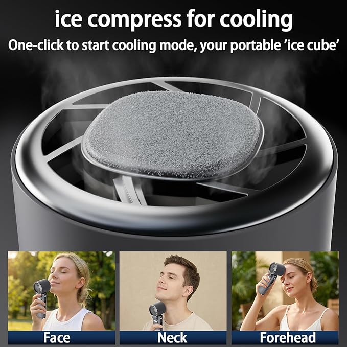 9000mAh Portable Handheld Fan, Rechargeable Travel Fan as Power Bank, 100 Speed Scroll Wheel, Personal Hand Face Fan for Outdoor & Working, Retractable Wire, Extra-Long Battery Life - Dark Grey