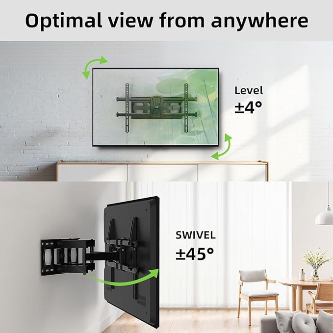 USX MOUNT Full Motion TV Wall Mount for 42-82 Inch TVs up to 120lbs, Wall Mount TV Bracket with Articulating Swivel Tilt Extension Leveling, Max VESA 600x400mm Fits 12/16" Wood Stud
