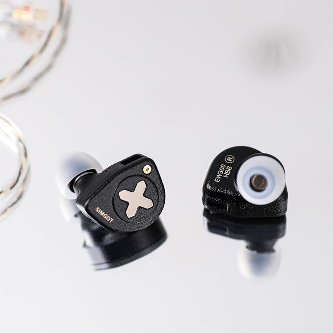Linsoul SIMGOT EW300 1DD+1Planar+1PZT Hybrid Driver in Ear Monitor, Wired Earbuds IEM, Gaming Earbuds with Detachable Nozzles, Silver-Plated OFC IEM Cable for Audiophile Musician (EW300 HBB)