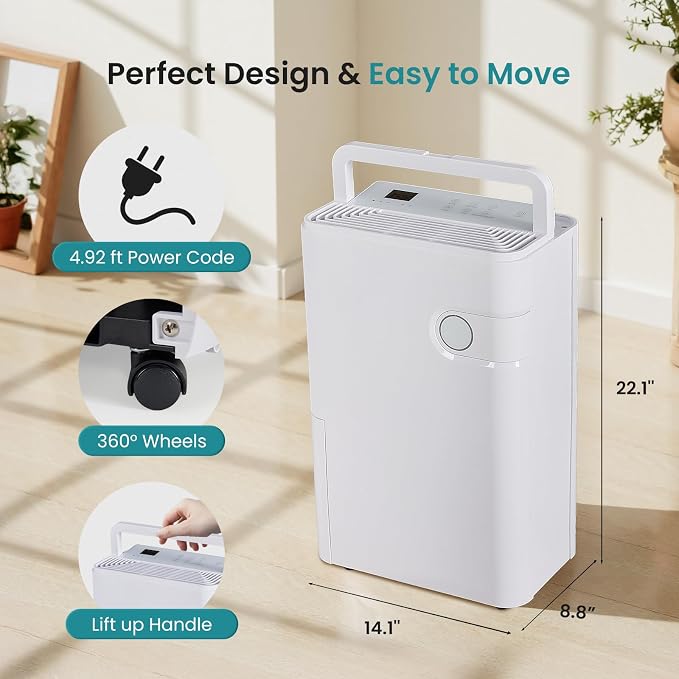OLIXIS 80Pints Dehumidifier with Drain Hose, Most Efficient Energy Star, 5,500 Sq.Ft Dehumidifier for Basement, 5L Tank, Smart Humidity Ring, Ideal Humidity Remover for Home, Bedroom & Bathroom