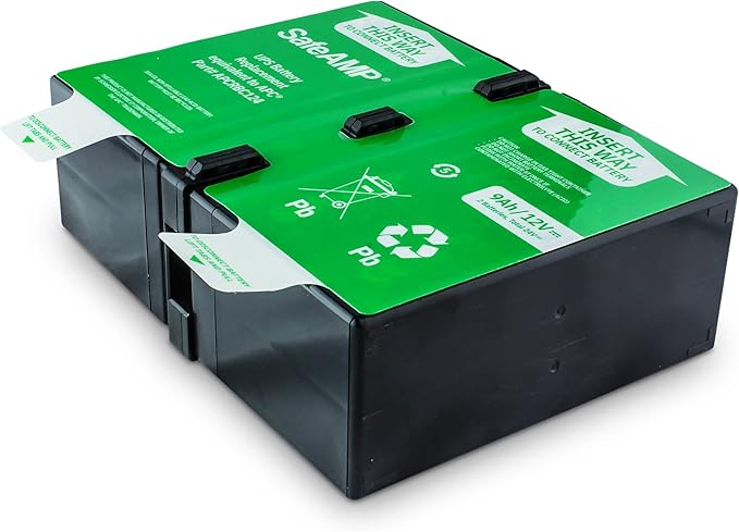 SafeAMP UPS 9Ah, 24VDC VRLA Battery Replacement APCRBC124 Compatible with APC UPS Models BR1000G, BX1350M, BN1350G, BX1000G, BX1300G.…