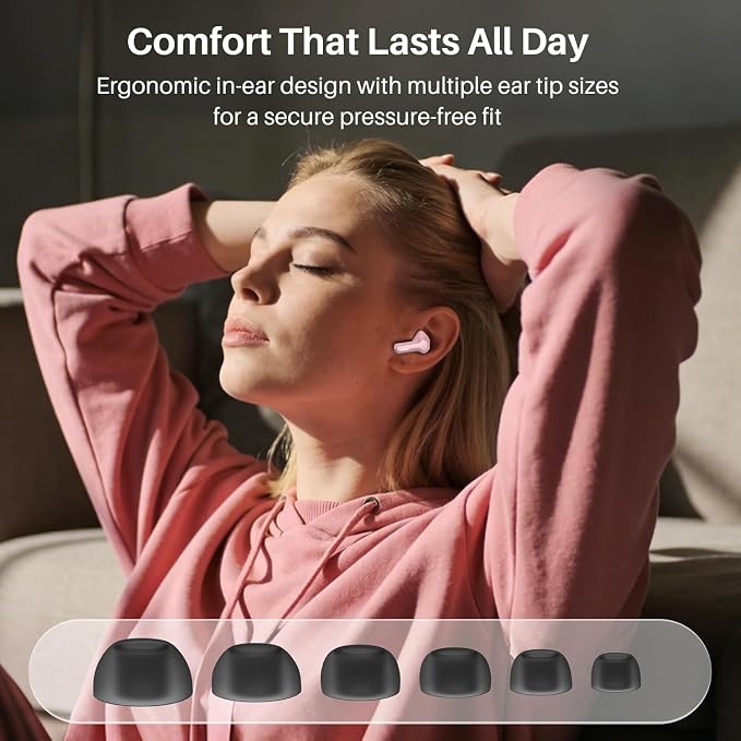 TOZO Hybrid Active Noise Cancelling Wireless Earbuds with 6 Mics AI Clear Call Ear Buds 68H Playtime with LED Display 32 Preset EQs via APP Bluetooth 5.3 IPX8 Waterproof in Ear Headphones