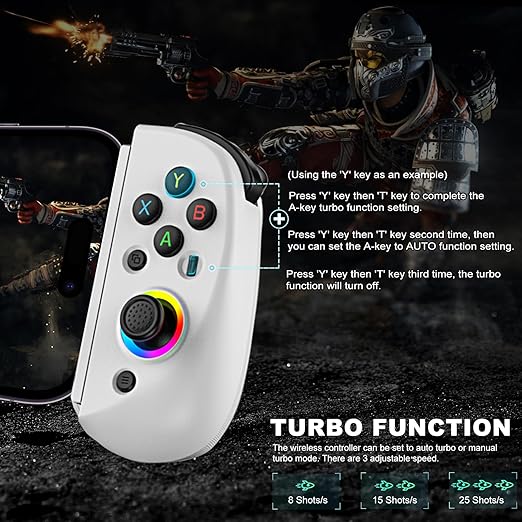 arVin Mobile Gaming Controller for iPad/Tablet[Within 5-10"] Wireless Gamepad for iPhone/Android/PC/Switch/PS4, with RGB Hall Effect Joystick/Turbo/6-Axis Gyro/Vibration/Support Streaming/Cloud Gaming