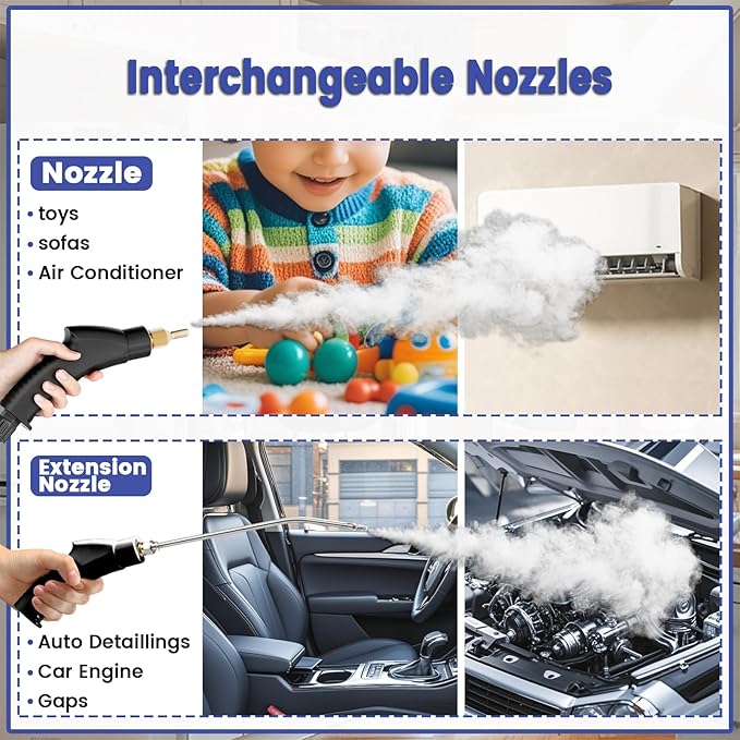 Steam Cleaner, Portable Pressurized Steamer for Cleaning with 14pcs Accessories, 6-Level Adjustable and 15s Heat-Up, Handheld Steam Cleaner for Home, Tile, Dirt, Grout, Grease, Car Detailing (Gray)