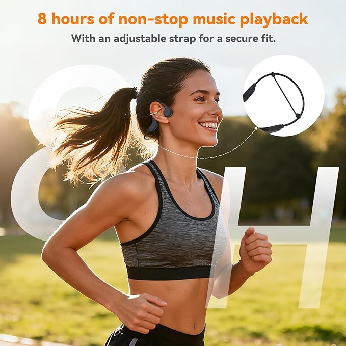 Bone Conduction Bluetooth Headphones-SwimBeats,IP68 Waterproof Swimming Headphones with 32GB MP3 Player, Lightweight Open Ear Design for Swimming/Surfing/Marathon/Cycling(Orange