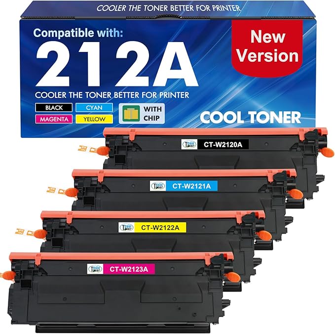 212A 212X Toner Cartridges 4 Pack Compatible for HP 212A 212X 212 W2120A W2120X for HP Color LaserJet Enterprise M554 M555 M555dn M554dn M555x MFP M578 M578f M578dn M578c M578z Series Printer Ink