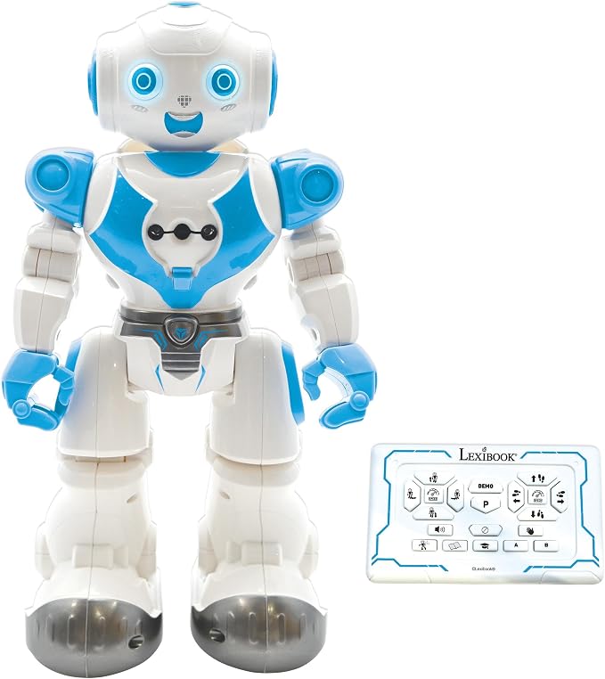 LEXiBOOK, Powerman Neo, My Robot Full of Technology, Remote Control and Gesture Control, Educational Activities in English, Programmable, Music and Dance, Sound and Light Effects, Blue/White, ROB18EN