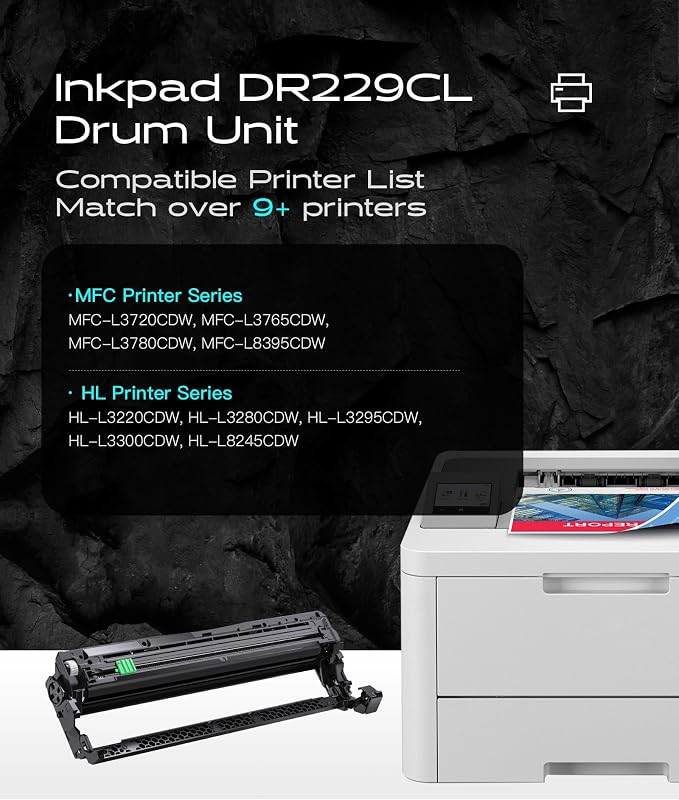 Compatible DR229CL Drum Unit (NOT Toner) Replacement for Brother DR-229CL DR229 TN229XL Work for MFC-L3720CDW MFC-L3765CDW MFC-L3780CDW HL-L3220CDW HL-3280CDW HL-L3295CDW Printer (4 Pack)