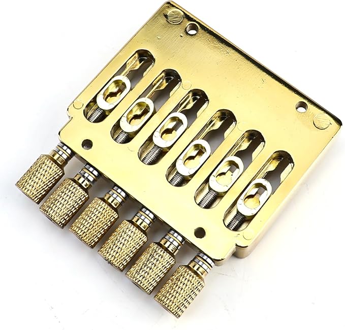 10.5mm(13/32") Headless Electric guitar Bridge Zinc Alloy 6 String Fixed Bridge for Headless Electric Guitar Replacement Parts（Vacuum Gold）