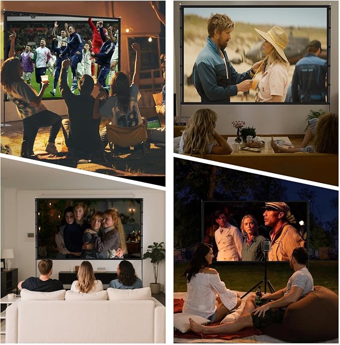 STWUI Projector Screen with Stand - 100 Inch Outdoor Projector Screen Portable Projector Screens 16:9 4K HD Outdoor Movie Screen with Carry Bag Can Enjoy Home Theater Projection Screen