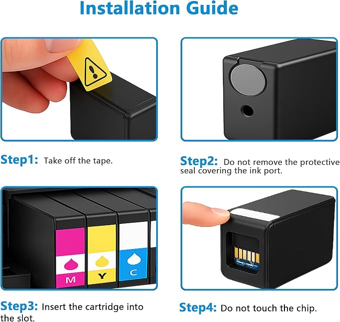 950XL 951XL Combo Compatible for HP 950 951 XL Ink Cartridge Work for OfficeJet Pro 8640 8660 8100 8110 8600 8610 8615 8620 8625 8630 Printers with V27.2.1 Chip ( 4-Pack Black, Cyan, Magenta, Yellow )
