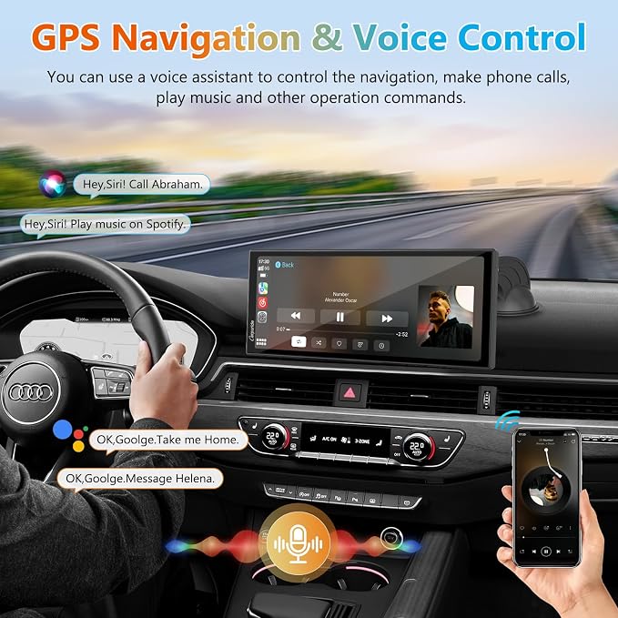 CARPURIDE 11.26 Inch HD Wireless Carplay & Android Auto Screen, 4K +1080P+1080P Dash Camera for Cars with 64GB Card, with Loop Recording, Bluetooth, GPS, FM, Super Link