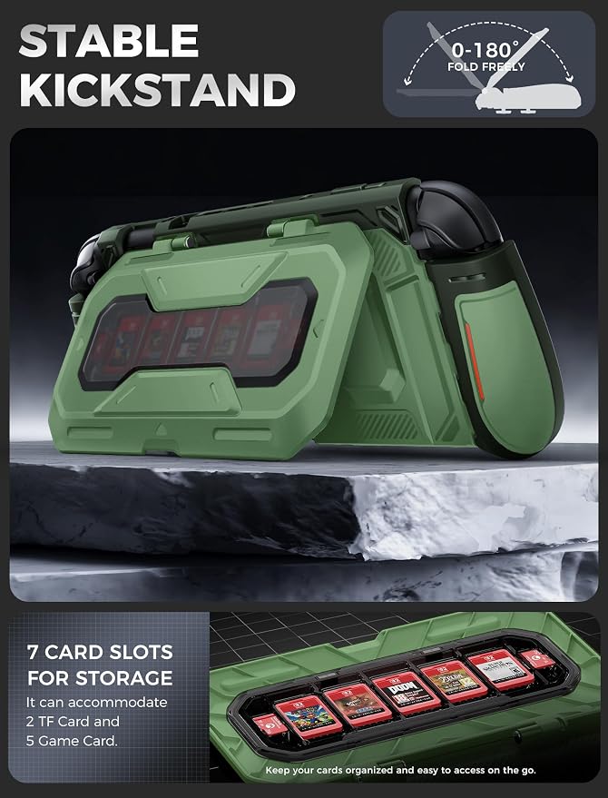 Mumba Dockable for Nintendo Switch 2 Case with Flip Stand, [Titan] Ergonomic Switch 2 Grip Protective Cover Holds 5 Game Cards & 2 TF Cards TPU Accessories and Quick-Release Joy-Con Design (Urban)