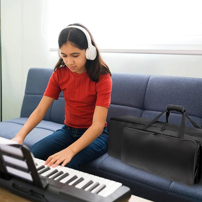88 Key Keyboard Case, 53.5"x12.6"x6.3" Electric Keyboard Bag Piano Gig Bag with Handles and Adjustable Shoulder Straps Keyboard Gig Bag - Black