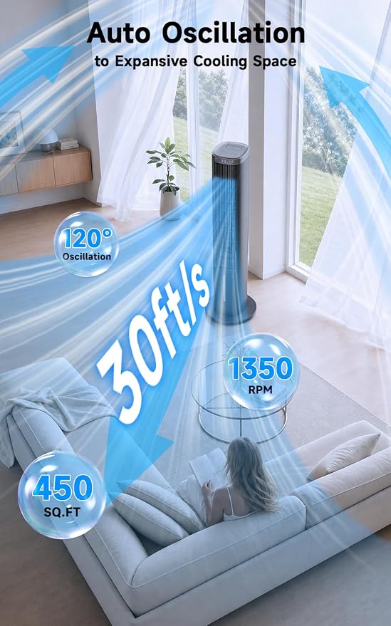 Windowless Portable Air Conditioner w/ 5 Mode&3 Speed, 12H Timer, 120° Oscillating Evaporative Air Cooler, LCD Touch Control & 28FT Remote, 4L Water Tank Swamp Cooler Air Conditioner for Room