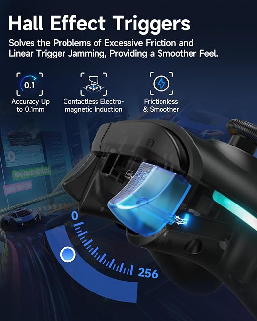 EasySMX X15 Wireless PC Controller with Hall Effect Joysticks & Triggers, RGB Lighting, 2 Back Buttons, 1000mAh Battery, Bluetooth Game Controller for Windows PC, Steam, Switch & Android