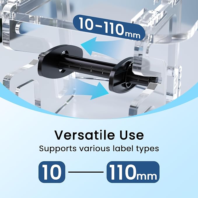 D450BT Bluetooth Shipping Label Printer&Transparent Label Holder, Thermal Label Printer for Shipping Packages, Sticker Roll Holder Compatible with Android, iPhone, Windows, macOS, TikTok, UPS