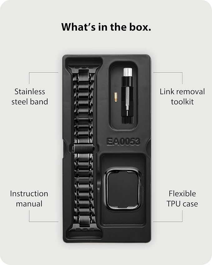 Fullmosa Bands Compatible with Apple Watch Band 45mm 44mm 42mm, Stainless Steel iWatch Band with Case for Apple Watch Series 9 8 7 6 5 4 3 2 1 SE3/2/1, Black