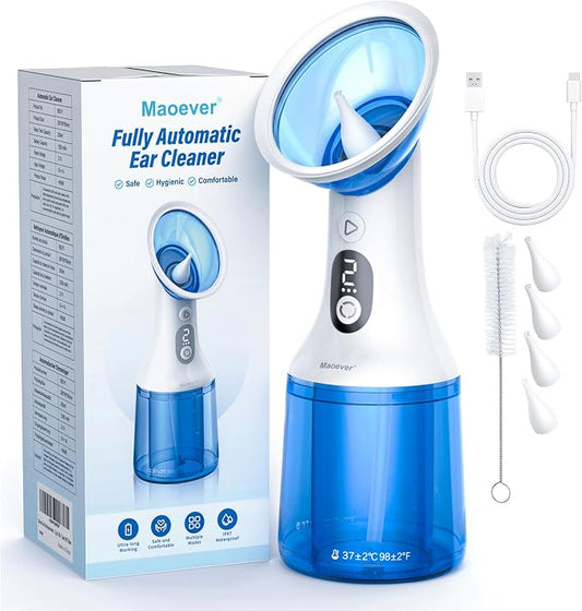 Electric Ear Wax Removal with One-Piece Waste Tank, Water Powered Ear Cleaner with 4 Pressure Modes for 199ml Earwax Remove at Home, USB-C Cable, IPX7 (199ml)
