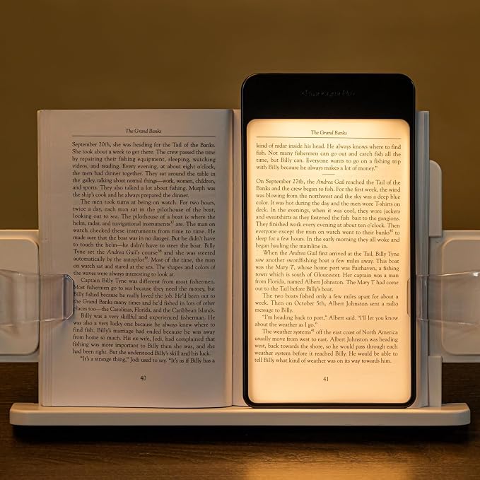 Plus Book Light, LED Reading Light, USB Rechargeable, Warm & Cool Tone, Portable Cordless Lamp for Bedtime Reading (Warm LED)