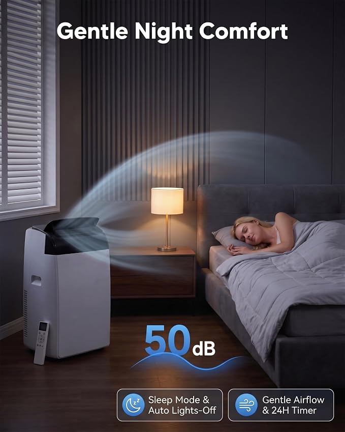 14000 BTU Portable Air Conditioners, 3-in-1 Portable AC Unit with Cooling, Dehumidifier, Fan, 24-Hour Timer & Energy Efficient, Remote Control, Window Kit, Cools Rooms Up to 750 Sq.Ft