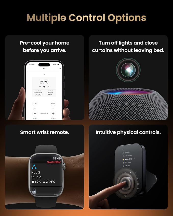 SwitchBot Hub 3 (3rd Gen), Smart Home Hub with 2.4" IPS Screen & Knob Control, WiFi Thermometer Hygrometer, IR Remote (Matter/Bluetooth 200m), Alexa/Google/Apple Home Compatible