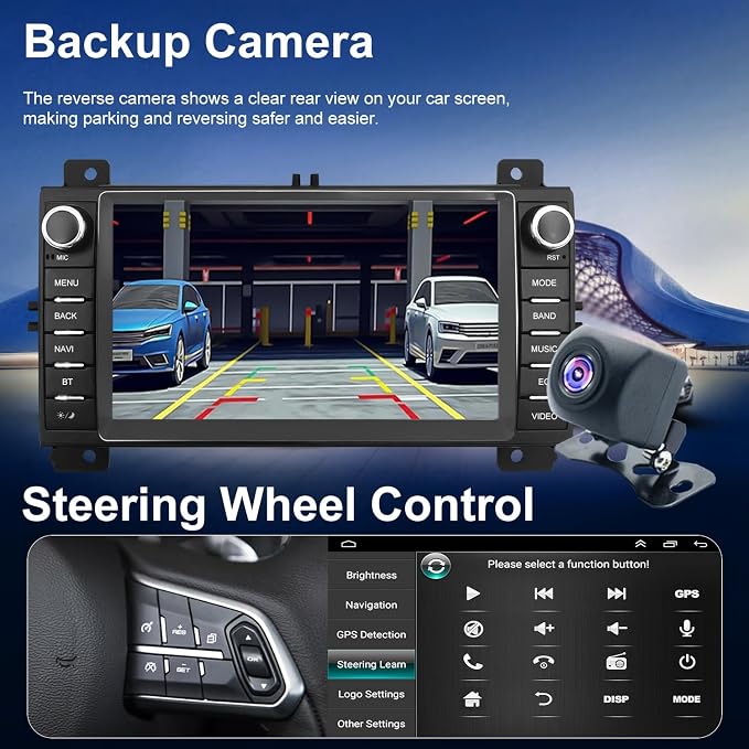 Car Radio for Jeep Grand Cherokee 2011 2012 2013, Dodge Durango 2011 2012 2013, 7 Inch Touch Screen Headunit Stereo Upgrade with Wireless Carplay Android Auto 5GWiFi Backup Camera Bluetooth GPS FM SWC